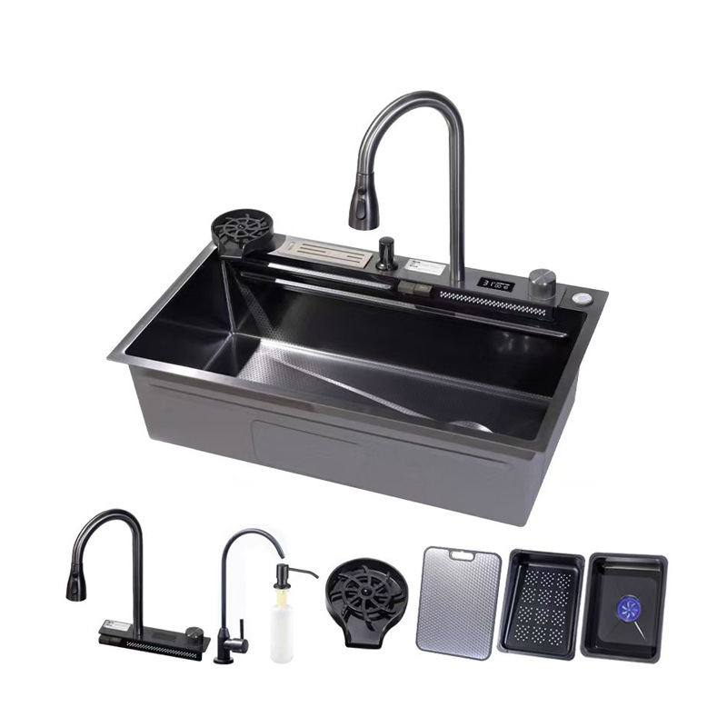 Comercio exterior suministro directo de acero inoxidable conjunto de lavabo de tiburón gran único tanque de panal relieve multifuncional lavavajillas de cocina