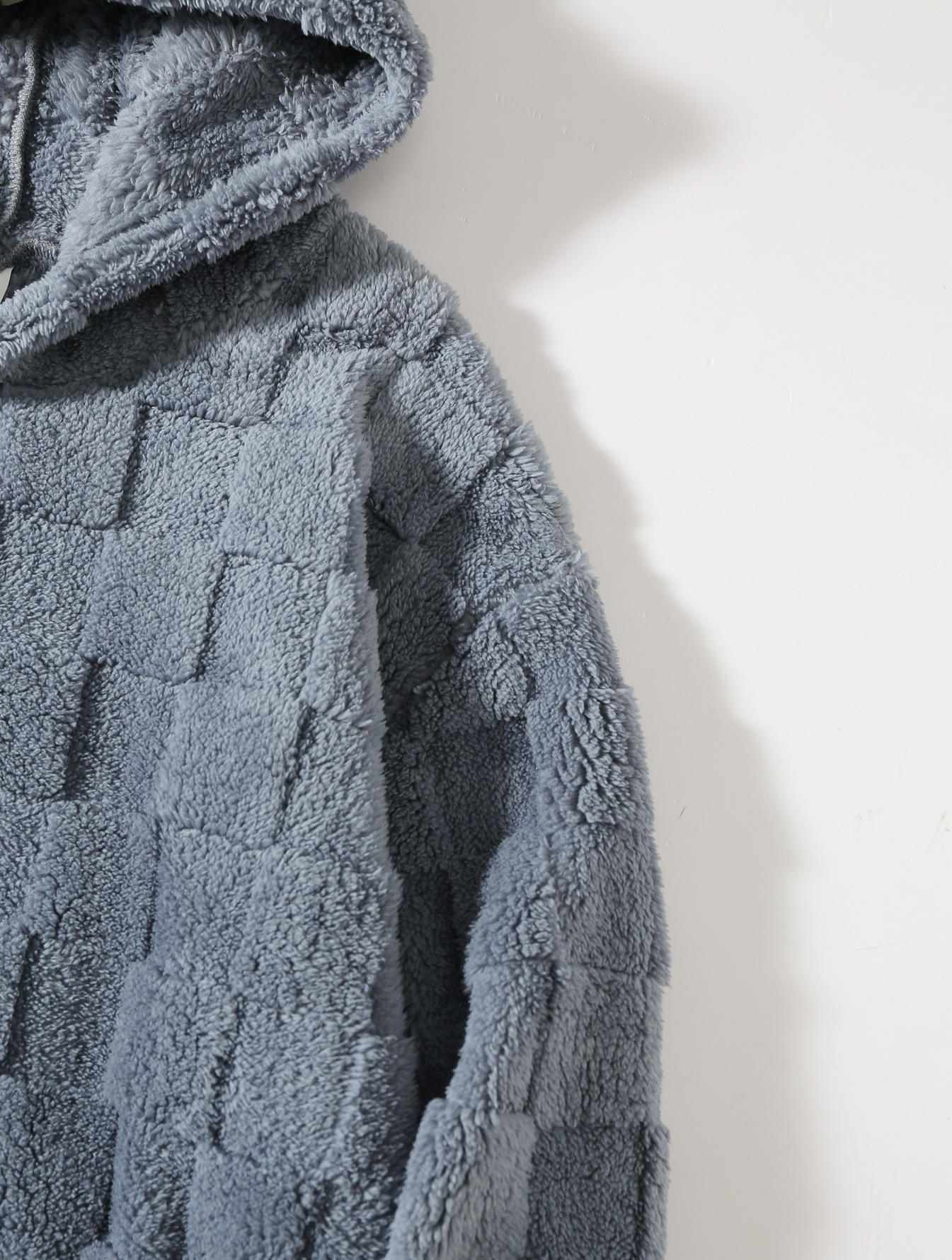Men's Hooded Sweatshirt For Men Coral Fleece Plaid Casual Outerwear_voghion.com