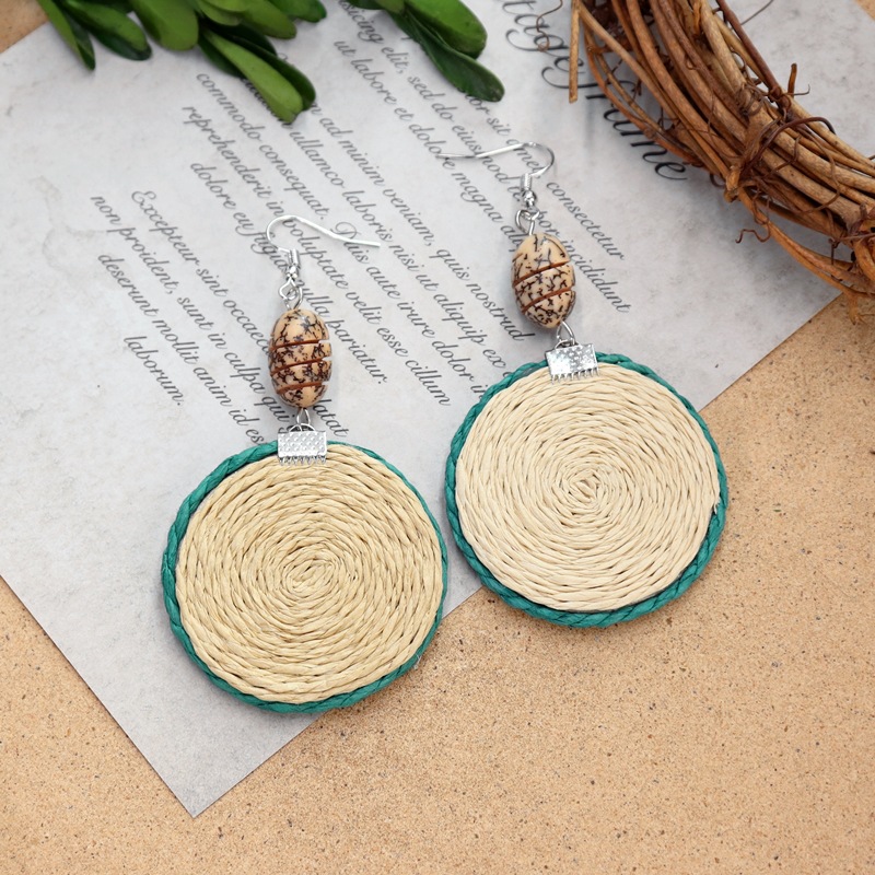 1 Pair Fashion Geometric Alloy Natural Rattan Wood Handmade Women's Drop Earrings display picture 20