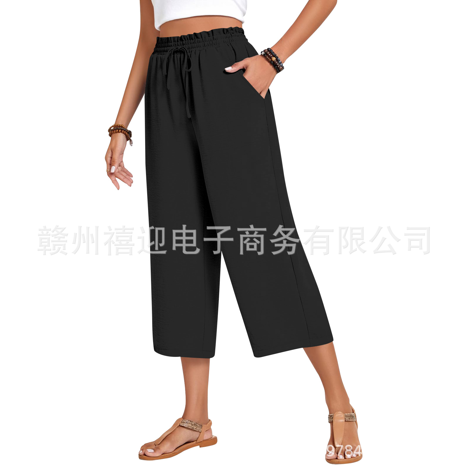 Cropped pants-black