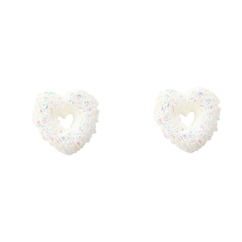 Heart Shape Pattern Women's Gender Laser Design 1 Pair Sweet Heart Shape Laser Resin Ear Studs