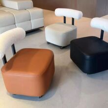 家用溜溜凳简约换鞋凳靠背沙发滑轮凳子客厅万向轮旋转矮凳实木