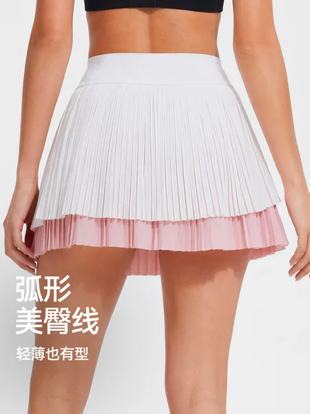 Caijue's New High-Waisted A-Line Sports Skirt, Badminton Anti-Exposure Fake Two-Piece Short Skirt, Golf Tennis Pleated Skirt