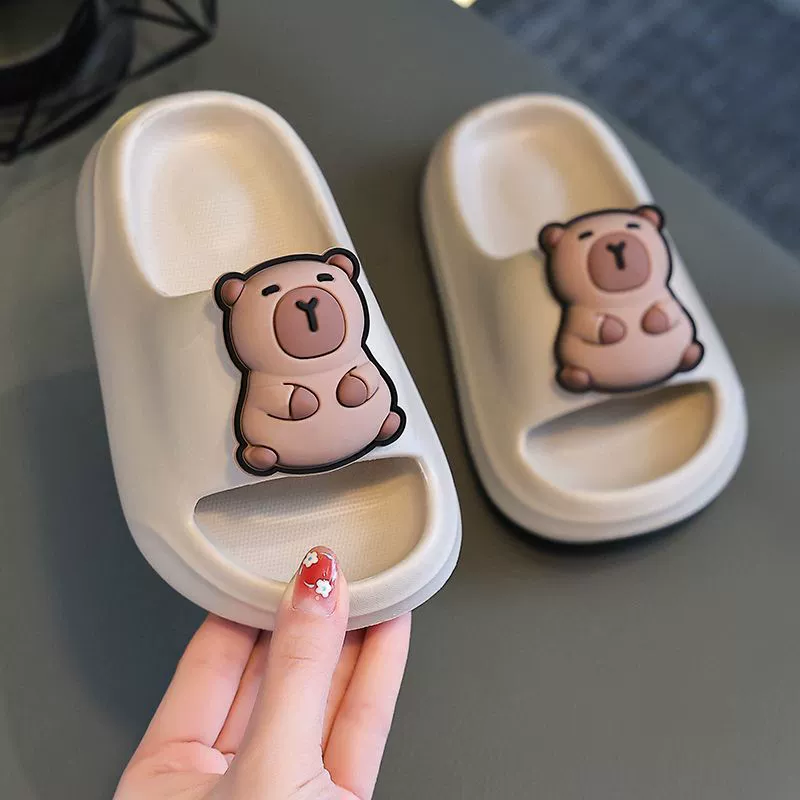 Детские летние тапочки из ЭВА для девочек, нескользящие домашние тапочки с капибарой для прогулок в помещении с мягкой подошвой для маленьких мальчиков