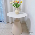 奶油风岩板客厅网红边几阳台酒店沙发小圆桌角床头柜简约家用轻奢