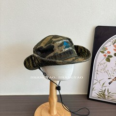 親子帽山系アウトドア迷彩漁師帽機能風引き縄盆帽徒歩日よけ登山子供帽子潮