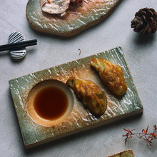 简约料理陶瓷餐具复古方形异形寿司盘刺身盘烧鸟盘酒店家用串烧盘