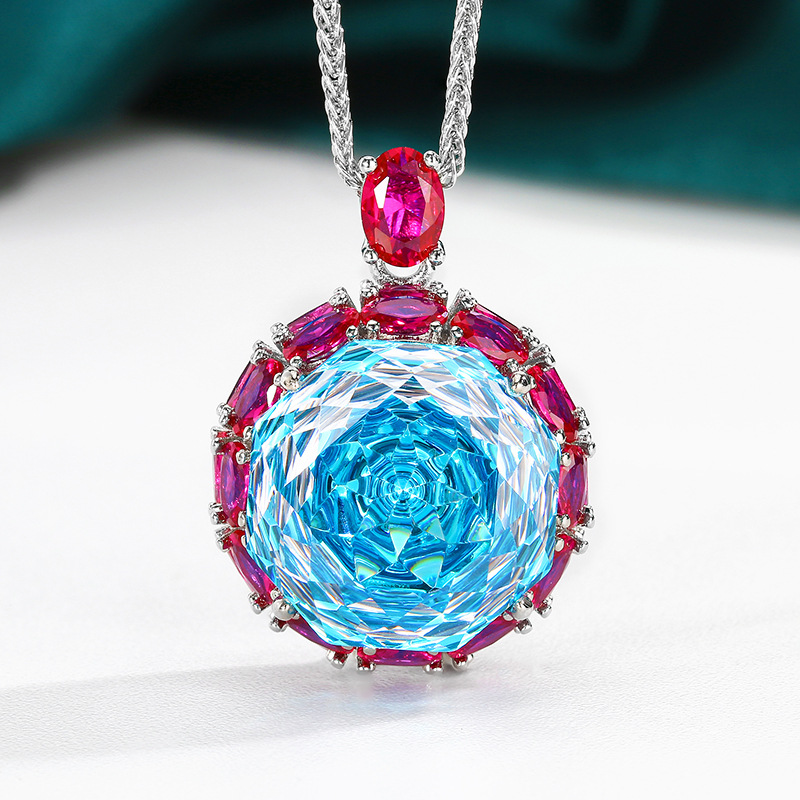 Venta caliente nuevo estilo Zhuangsheng joyería fondo de cobre chapado en oro rosa corte seco degradado ligero traje de lujo femenino piedra 18-16