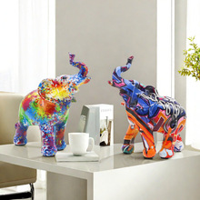 复古迷你大象树脂工艺品家居玄关电视柜酒柜摆件商务礼品商务风