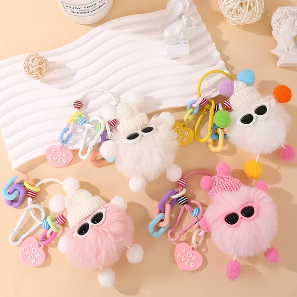 TikTok Explosive Color Plush Elf Keychain Cute Cartoon Small Coal Ball Doll Pendant Bag Hanging Ornaments