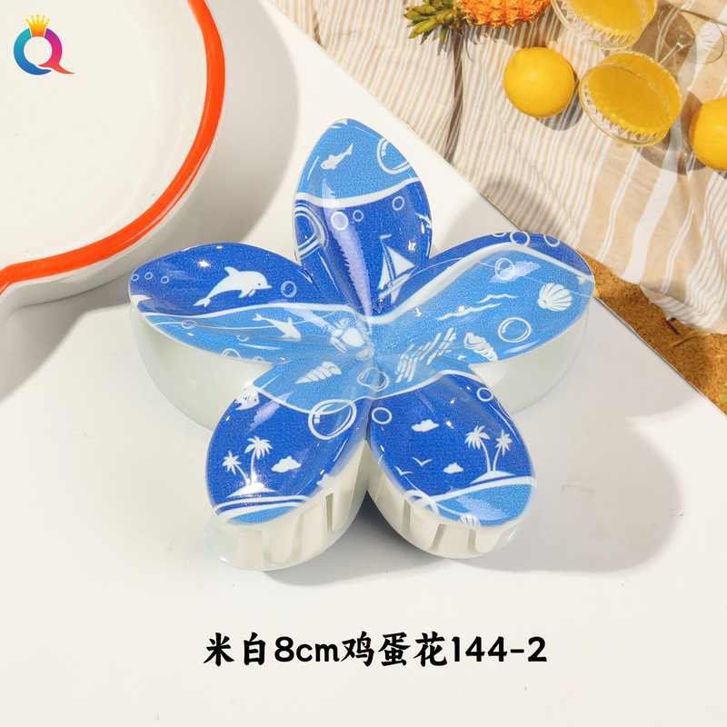 Qiyue クロスボーダー UV プリントフルーツクリップ韓国スタイルの高級エッグフラワー後頭部ヘアピン気質サメクリップ|undefined