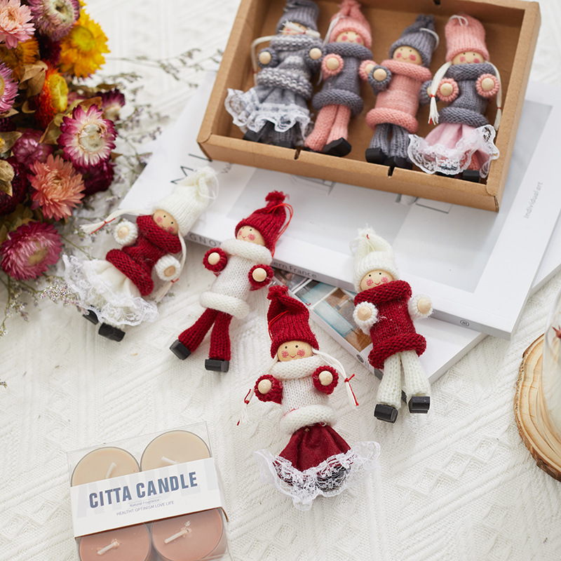 Niña de Navidad hombre viejo muñeco de nieve colgantes niños regalos en caja de Navidad árbol de Navidad colgantes colgantes