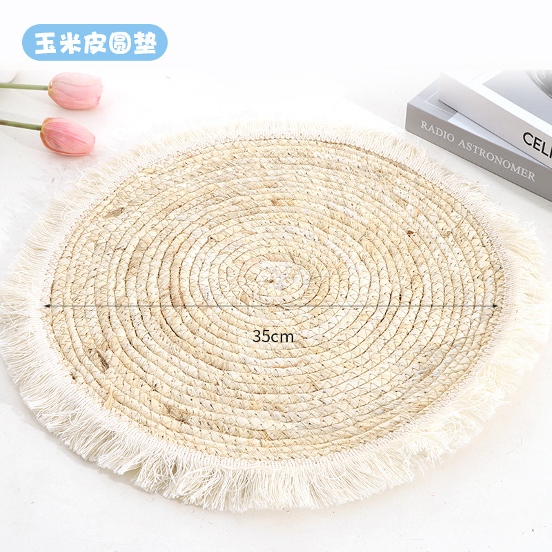 옥수수 껍질 라운드 매트 35cm
