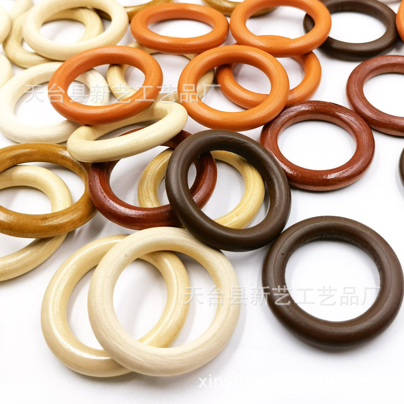 Spot Factory Direct Sales 5cm Colorful Brown Wooden Ring Wooden Ring DIY Accessories Hanging Ring Handbag Buckle Curtain Wooden Ring