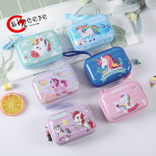 卡通钱包独角兽马口铁拉链收纳盒耳机包长方形包装盒创意包装盒