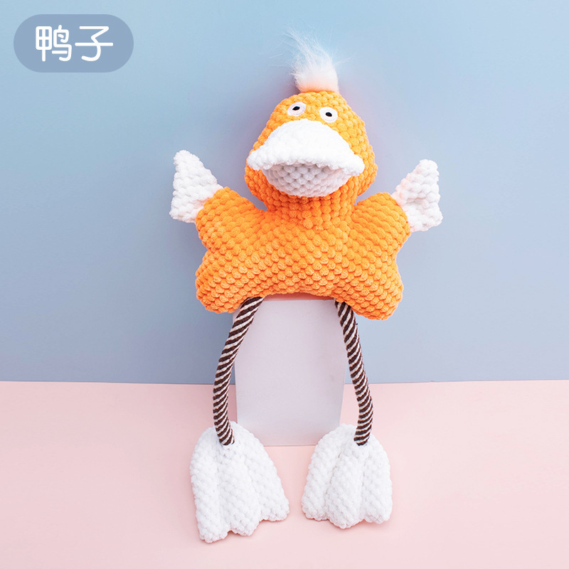 Juguetes transfronterizos para perros domésticos al por mayor, sonido de felpa, resistencia a morder los dientes, auto-aburrimiento, dibujos animados, juguetes de pato para dormir