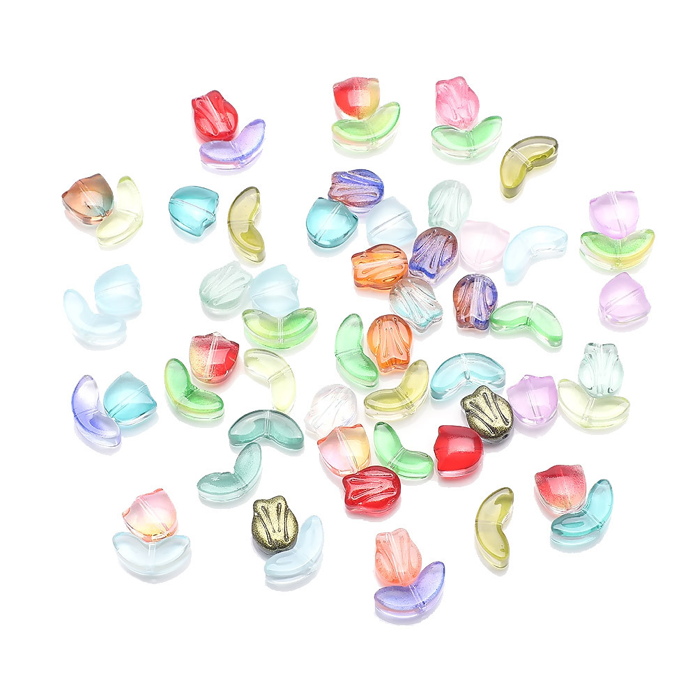 Beads Jewelry Making Type 5 * 14mm, 8 * 10mm Jewelry Making Size 20 Sets Per Pack 5 * 14mm 8 * 10mm Glass Flower DIY Jewelry Accessories Beads