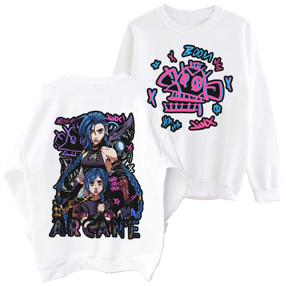 2024 Arcane-Jinx Hot Anime Sweatshirt Harajuku Round Neck