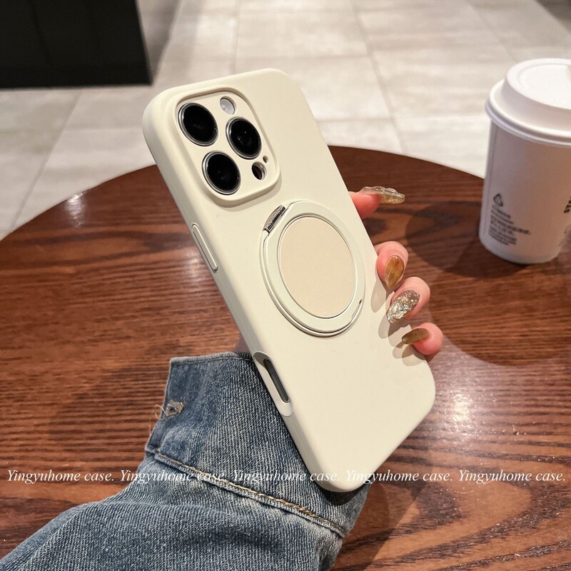 Cross-Border Apple 17 Pro Max Phone Case with Pivot Stand, Magnetic Suction, Liquid Silicone iPhone 14 Protective Case, Soft