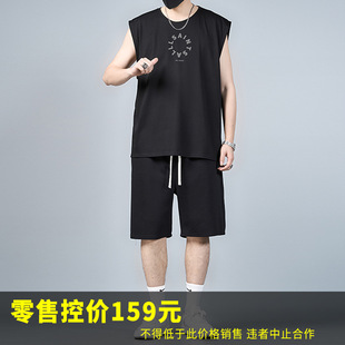 74633-Small Ring Black Lettering G906-White-787 Vest-Pure-705 Pants Set Plus Fat and Trendy Casual