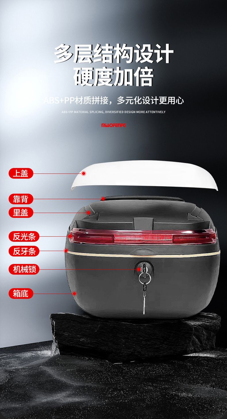 Universal Electric Vehicle Trunk Suitable for Yadea, Aima, Tailing, Luyuan Storage Battery Bicycle Rear Backrest Tail Box