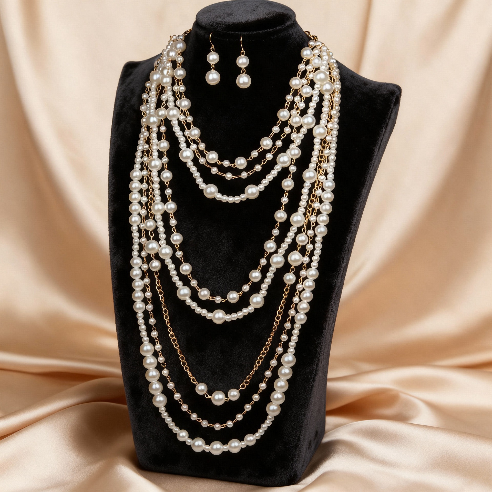 fashionable necklace and earrings from pearl