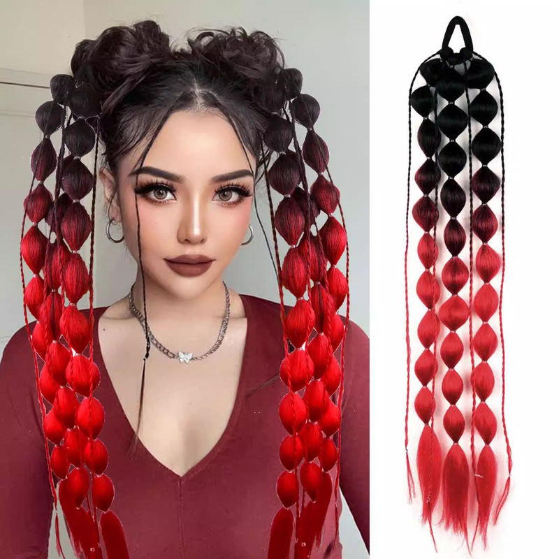 Lightweight Bubble Ponytail Hair Extensions with Hairband, Colorful Hair Extensions for Women, Crazy Hair Day Accessories for Festival Parties and Celebrations