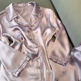 2025新款南韩真丝睡衣女法式宫廷风长裤袖长裤家居服套装可外穿