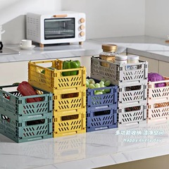 Folding plastic storage basket desktop storage basket creative snack storage box stackable desktop living room refrigerator storage basket