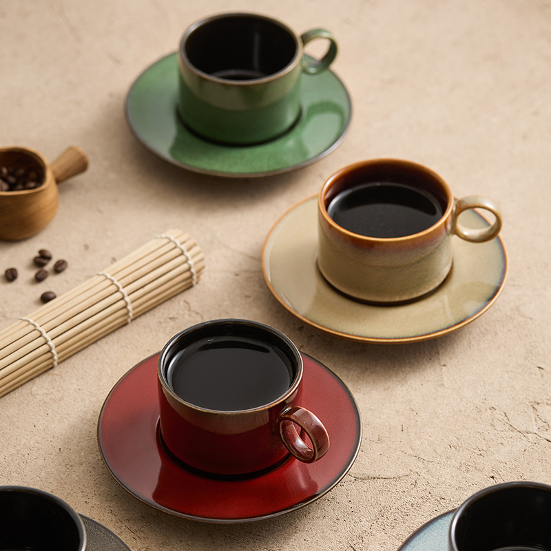 Taza de café de cambio de horno, taza de café con leche de cerámica para el hogar, taza de café americano, taza de té de la tarde, taza de café con ensalada