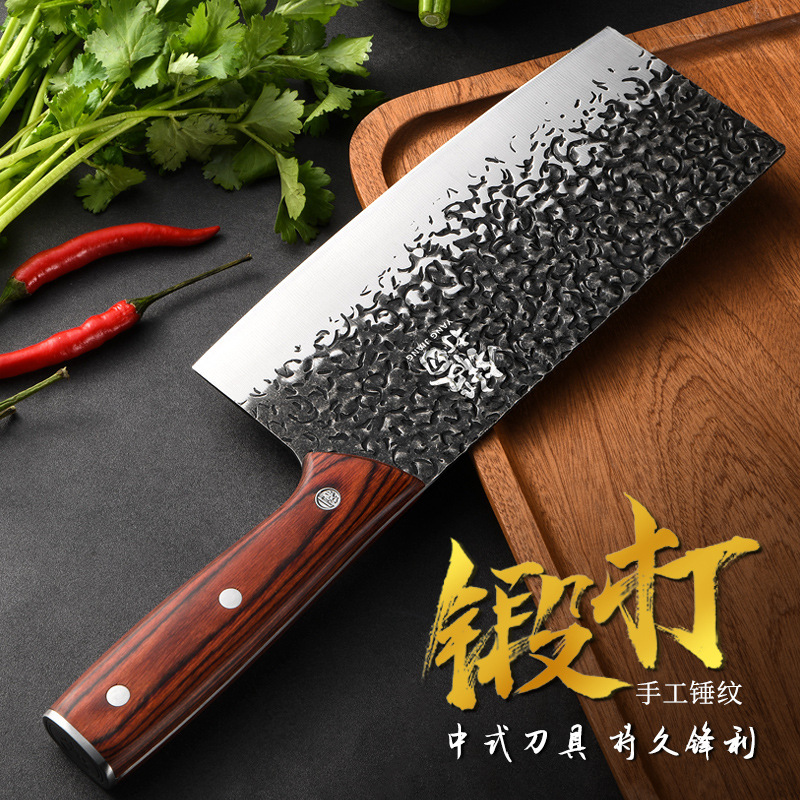 Cuchillo de cocina doméstico Longquan cuchillo de corte de hueso conjunto de cuchillo de corte de cocina completo sin molienda forjado afilado cuchillo de corte de carne acero manganeso