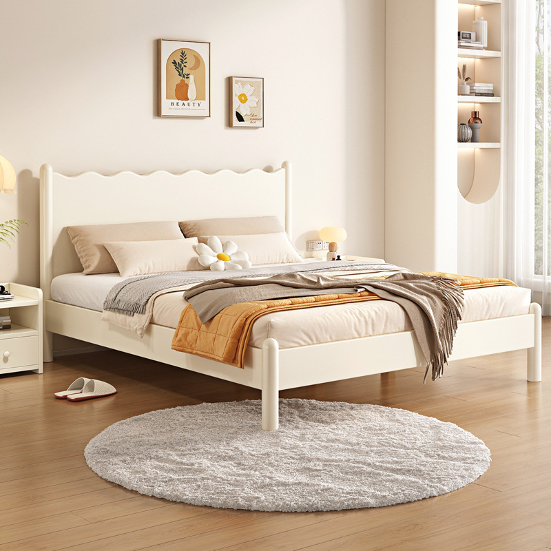 网红实木床现代简约1.8米欧式主卧双人床经济型白色1.5单人床架美