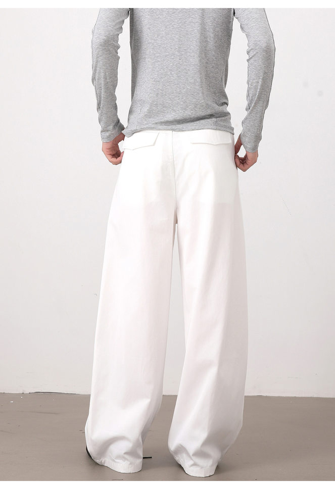 Quần tây nam dáng chữ A xếp ly đôi form rộng rủ, phong cách công sở casual — Màu kaki, Màu trắng, màu đen chi tiết 17