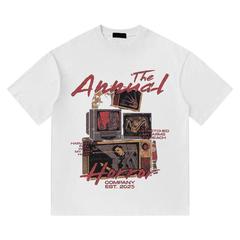 純綿220g緊密レース5分袖アメリカレトロtシャツ男子高街潮牌半袖tシャツ青少年