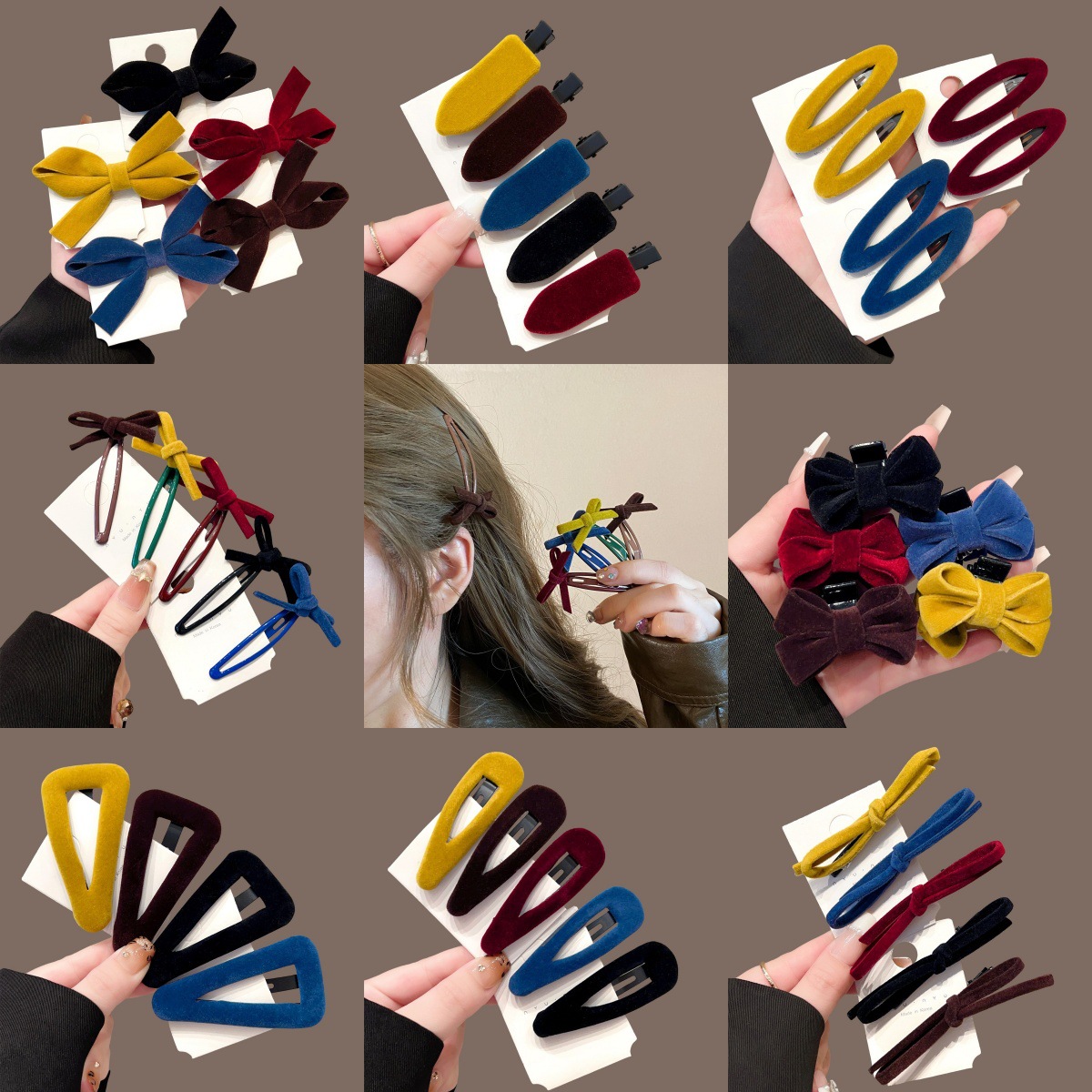 秋冬丝绒蝴蝶结发夹女网红气质高颅顶鸭嘴夹头饰法式复古新年发饰