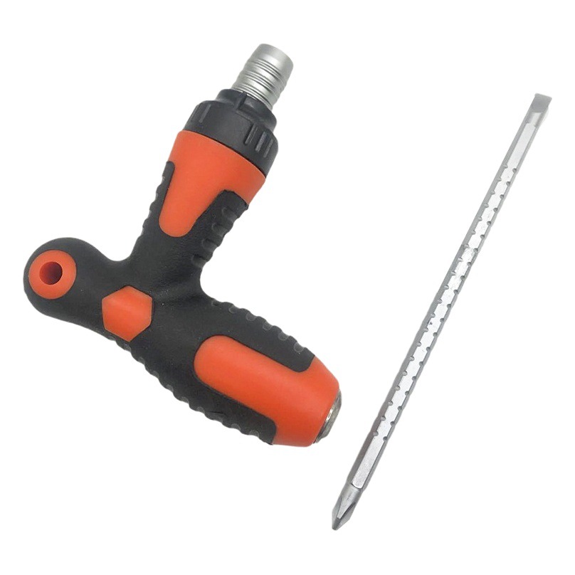 Muleta tipo T-tipo trinquete telescópico destornillador de doble propósito de dos colores mango de masaje ciruela herramienta de reparación de palabras