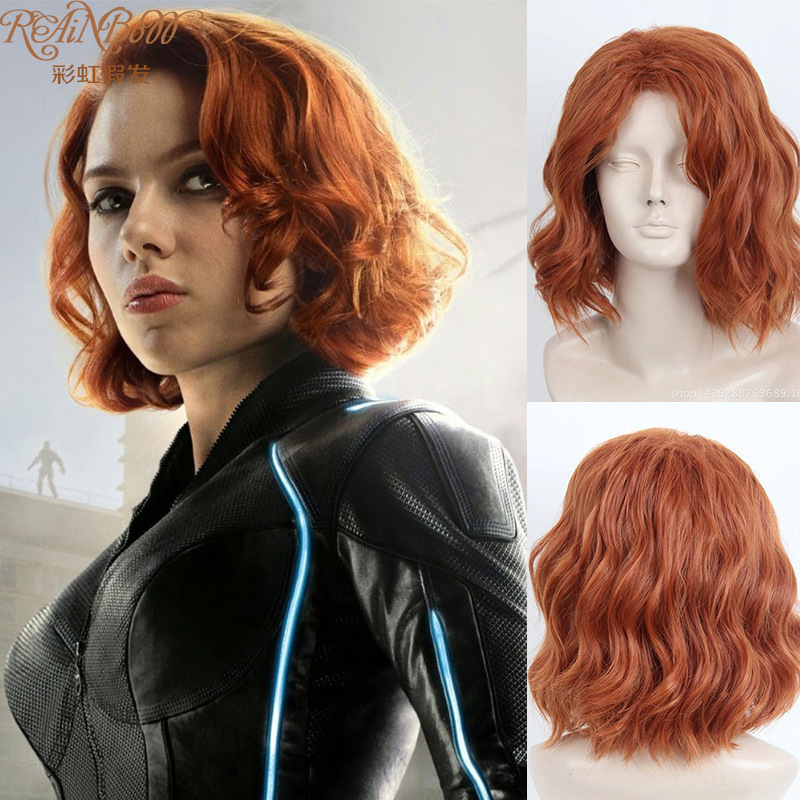 European and American wigs Avengers X-Men Black Widow Scarlet cosplay wig headpiece short curly hair