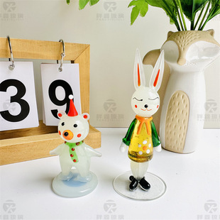Glass Circus Bear Fairy Tale Rabbit Ornaments Desktop Crafts Creative Artist Design Car Decorations