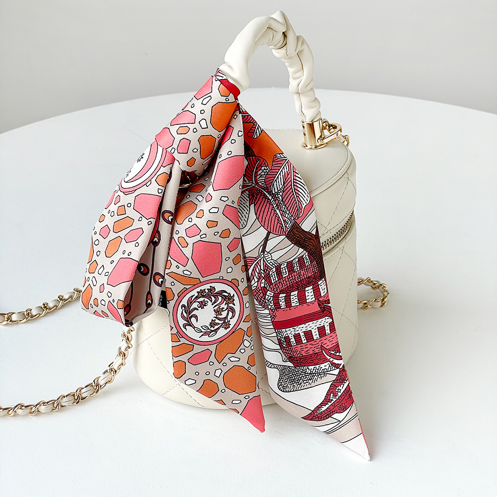 Women's Elegant Retro Printing Bag Satin Silk Scarf display picture 17