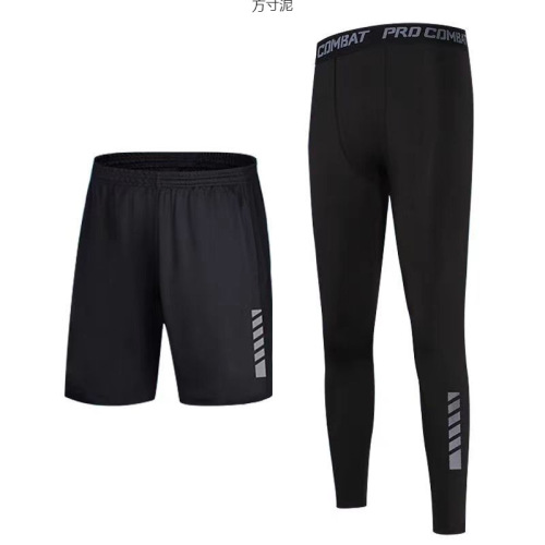 Tight-fitting running thin quick-drying men's training sports student fitness suit set for spring and summer morning runs, two-piece set basketball pants factory