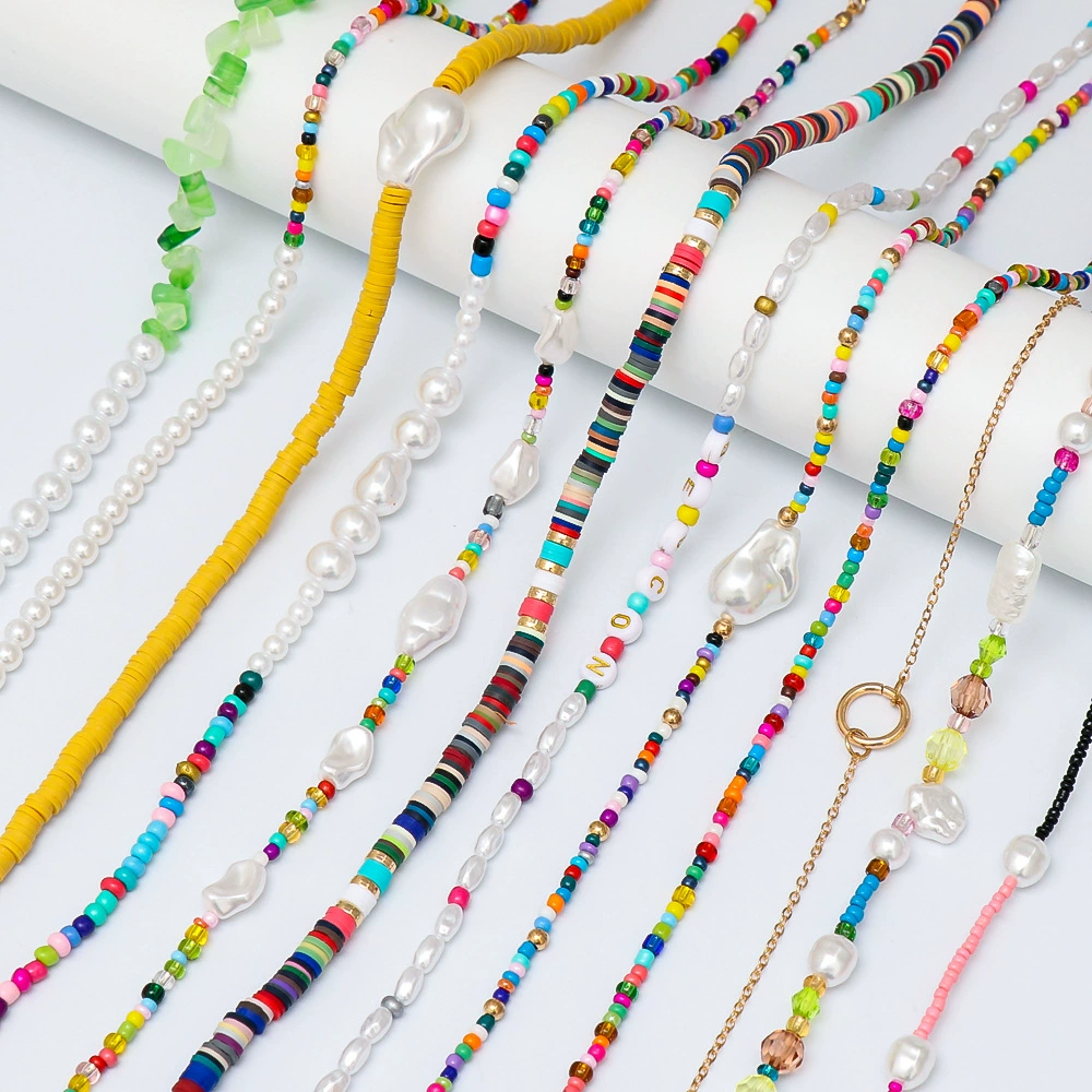 Woven ceramics, ethnic necklace from pearl, 2021 collection, European style, boho style, ethnic style