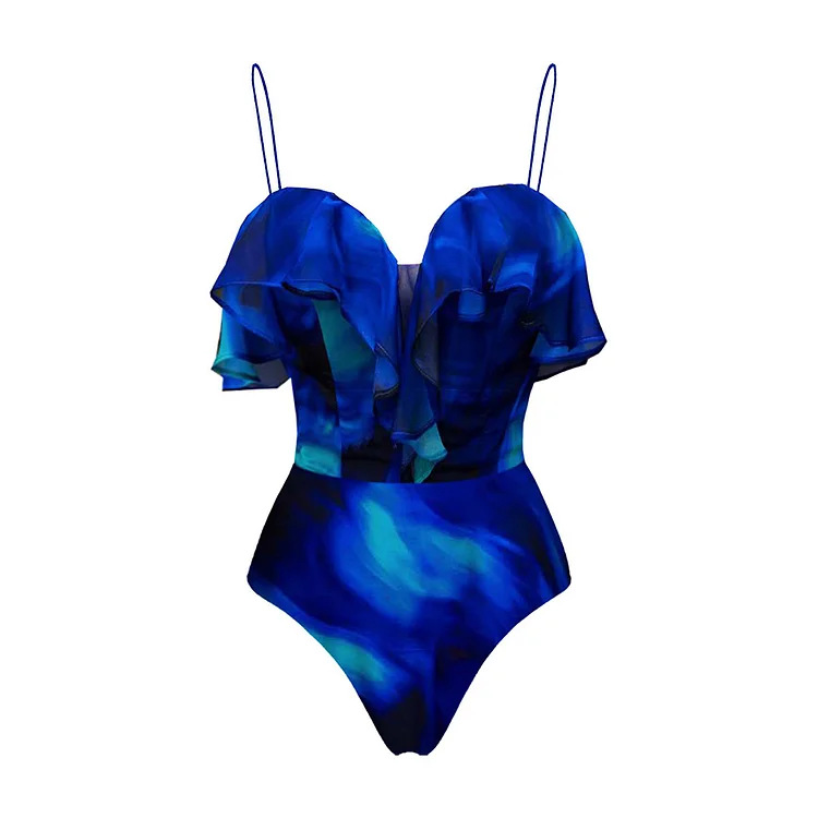 2026 trajes de baño europeos y estadounidenses nuevos trajes de baño unidos de borde de loto trajes de baño de playa set de vacaciones de mujeres transfronterizas