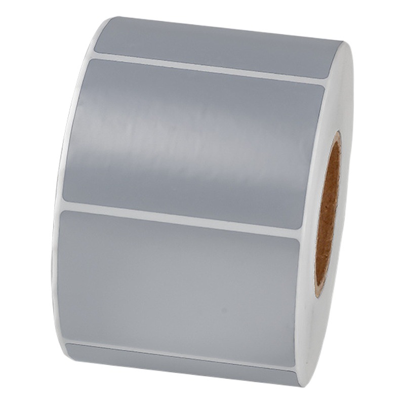 Sakura papel de etiqueta de pet de plata mate ADYB papel de impresión de código de barras impermeable y resistente a altas temperaturas etiquetas de activos fijos
