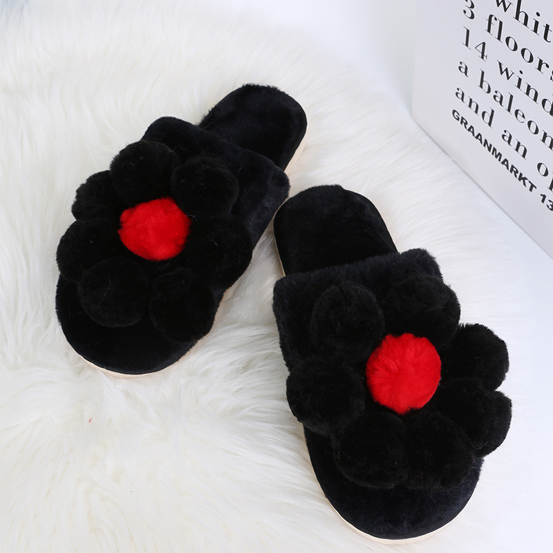 Pantuflas de felpa de flores de fondo grueso de algodón NSKJX104843