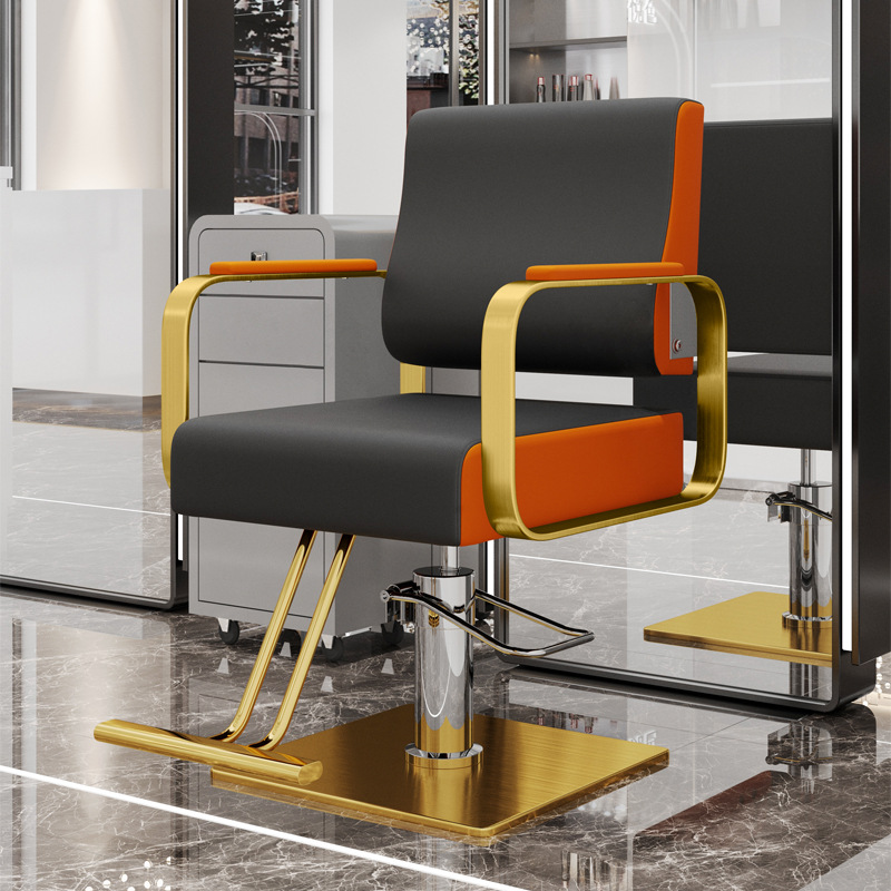 블랙과 오렌지 [심플 팔걸이, 골드 스테인리스 사각 접시, 발판 포함]