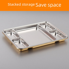 不鏽鋼分格盤韓式自助盤304韓式多用分格醬料烤肉盤拼盤小吃盤