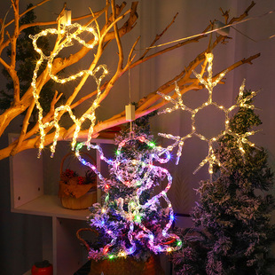 Courtyard atmosphere Christmas leather line lights snowflake Christmas tree ring double ring decorative lights outdoor atmosphere decorative lights