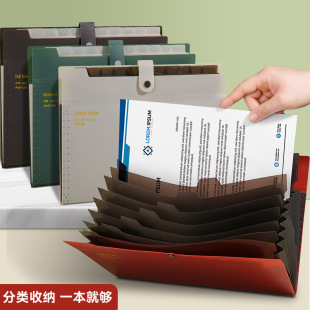 Retro Snap Cross-Border Accordion Bag Pp Waterproof Multi-Layer Hot Stamping Logo Folder A4 Test Paper Information Accordion Bag