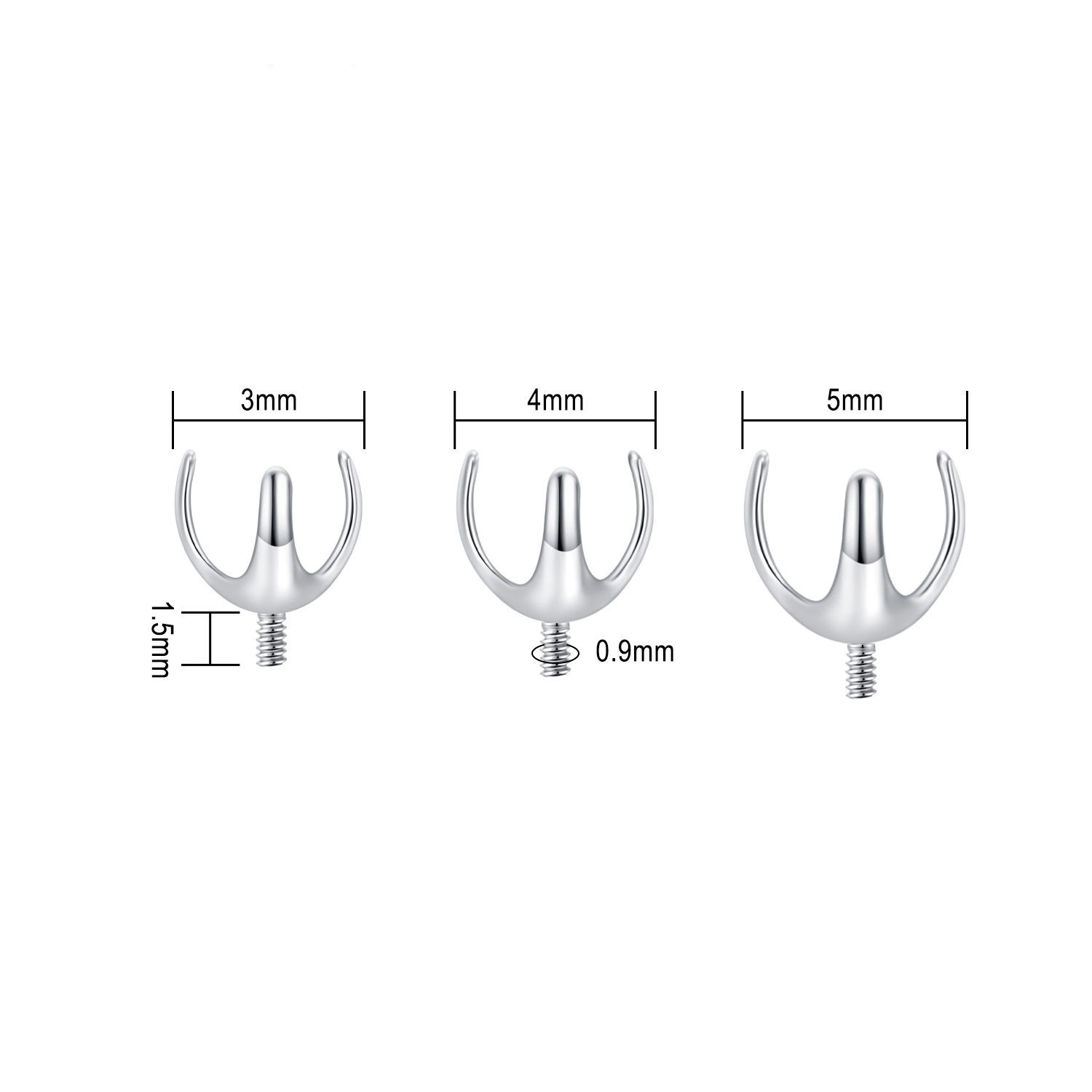 Silver pointed spike labret stud material detail