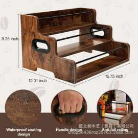 木质酒瓶展示架咖啡糖浆架收纳架三层酒架台面家居复古酒吧架支架